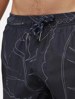 Short Aramis Masculino D'Água Elastico Estampado Traços Azul Marinho