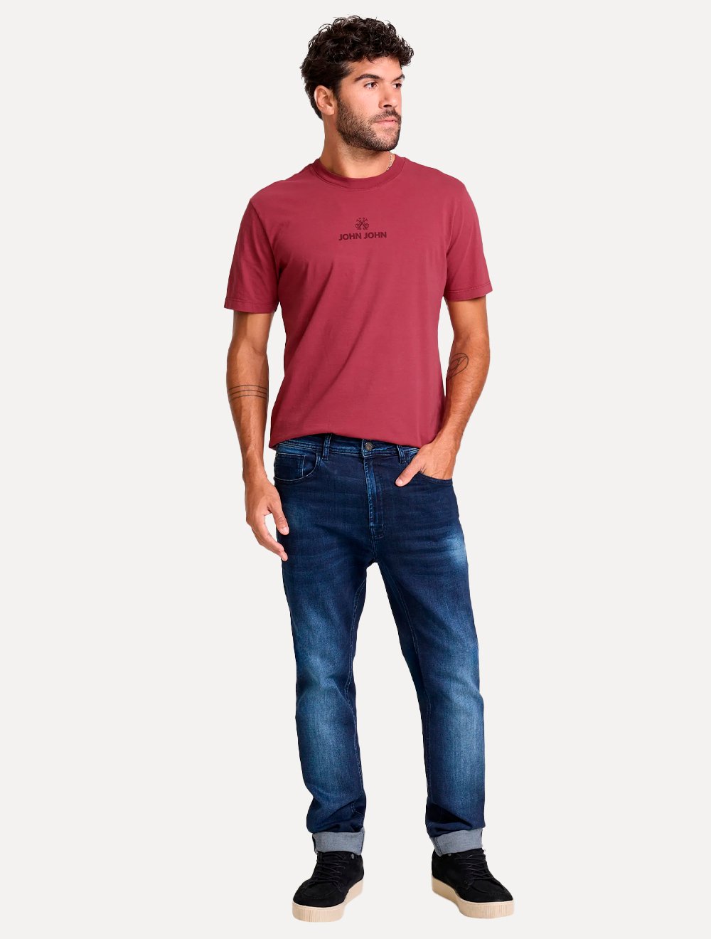Camiseta John John Masculina Regular Fit Loft Vinho
