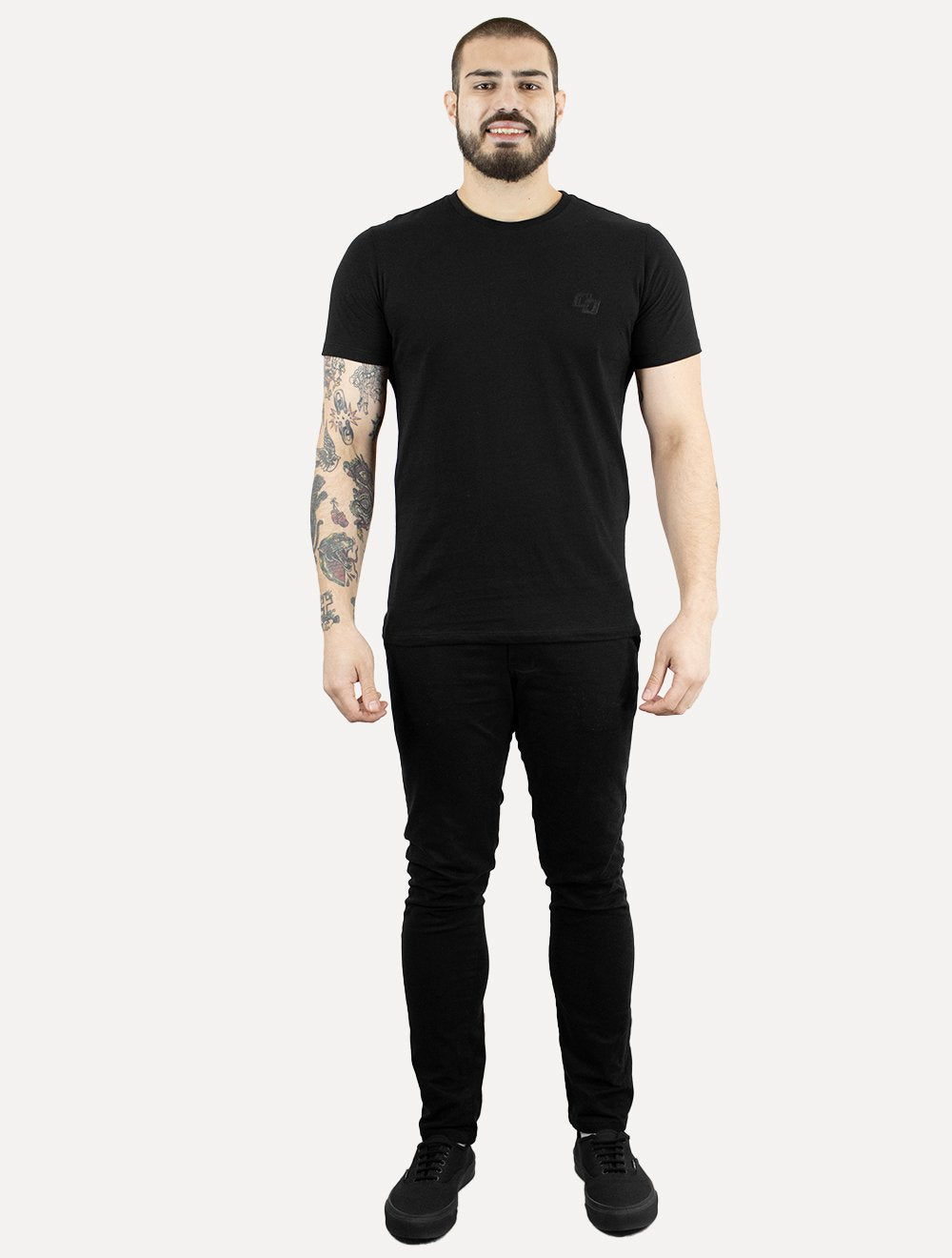 Camiseta Colcci Masculina Slim Crewneck Texture Logo Preto