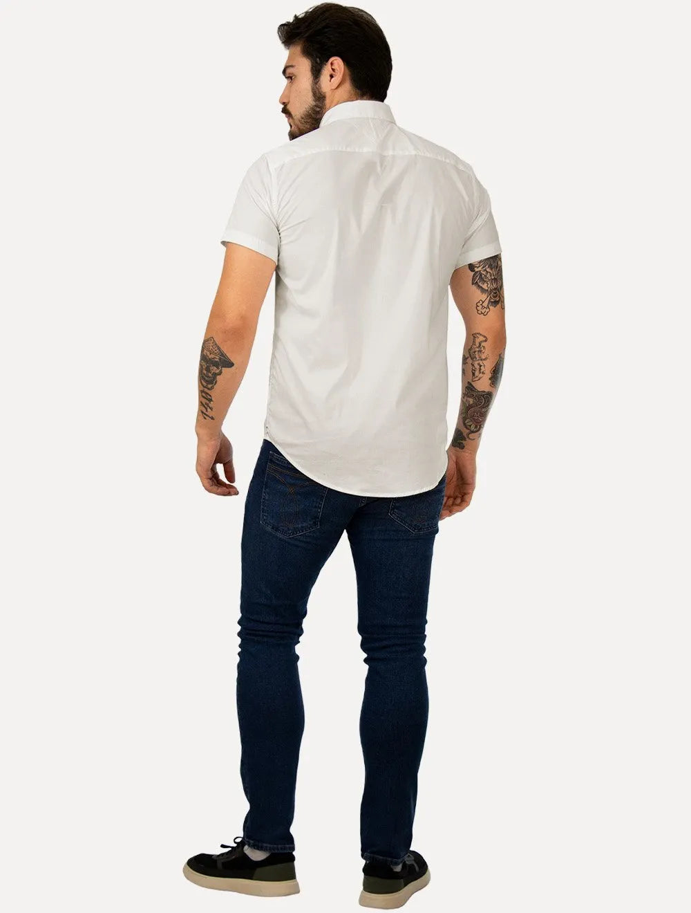 Camisa Tommy Hilfiger Masculina Manga Curta Regular Classic Poplin Branca