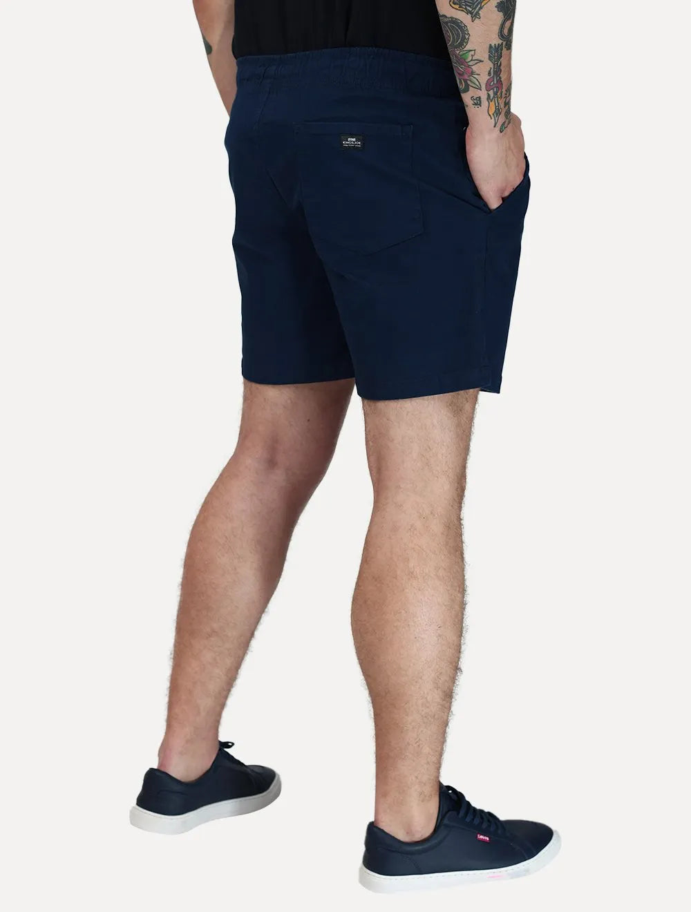 Short King & Joe Masculina Sarja Flex Twill Peach Azul Marinho