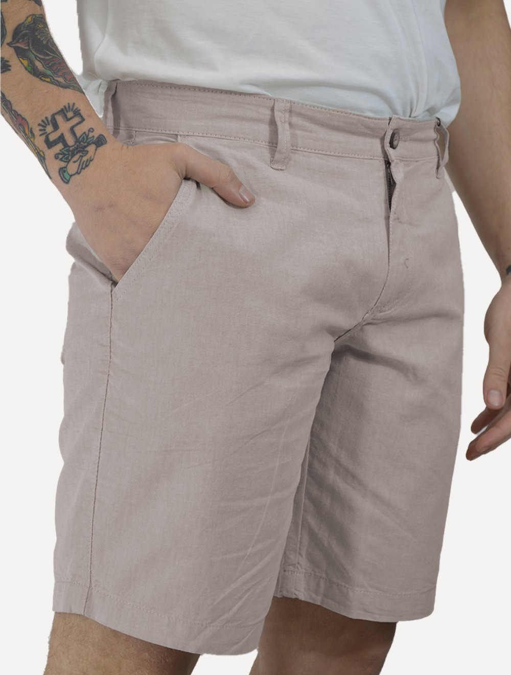 Bermuda Sergio K Masculina Chino Sarja Elastano Cinza