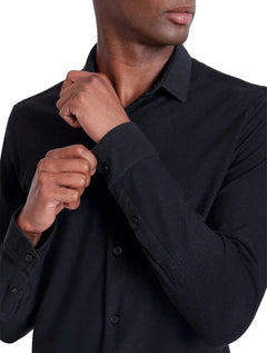 Camisa Aramis Masculina Manga Longa Slim Malha Dupla Preta