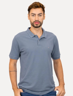 Polo Aramis Masculina Basic Piquet Azul Médio
