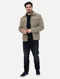 Jaqueta Dixen Masculina Cotelê Canelada Pockets FullZip Areia