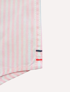 Camisa Tommy Hilfiger Masculina Manga Curta Regular Listrada Oxford Rosa Claro