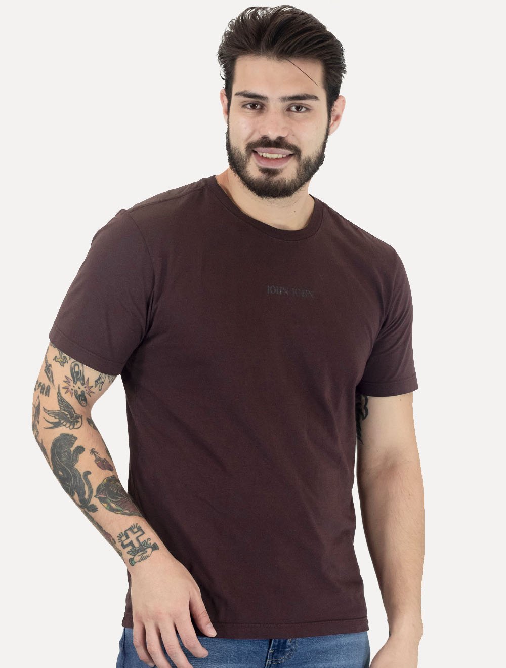 Camiseta John John Masculina Regular Clean Marsala
