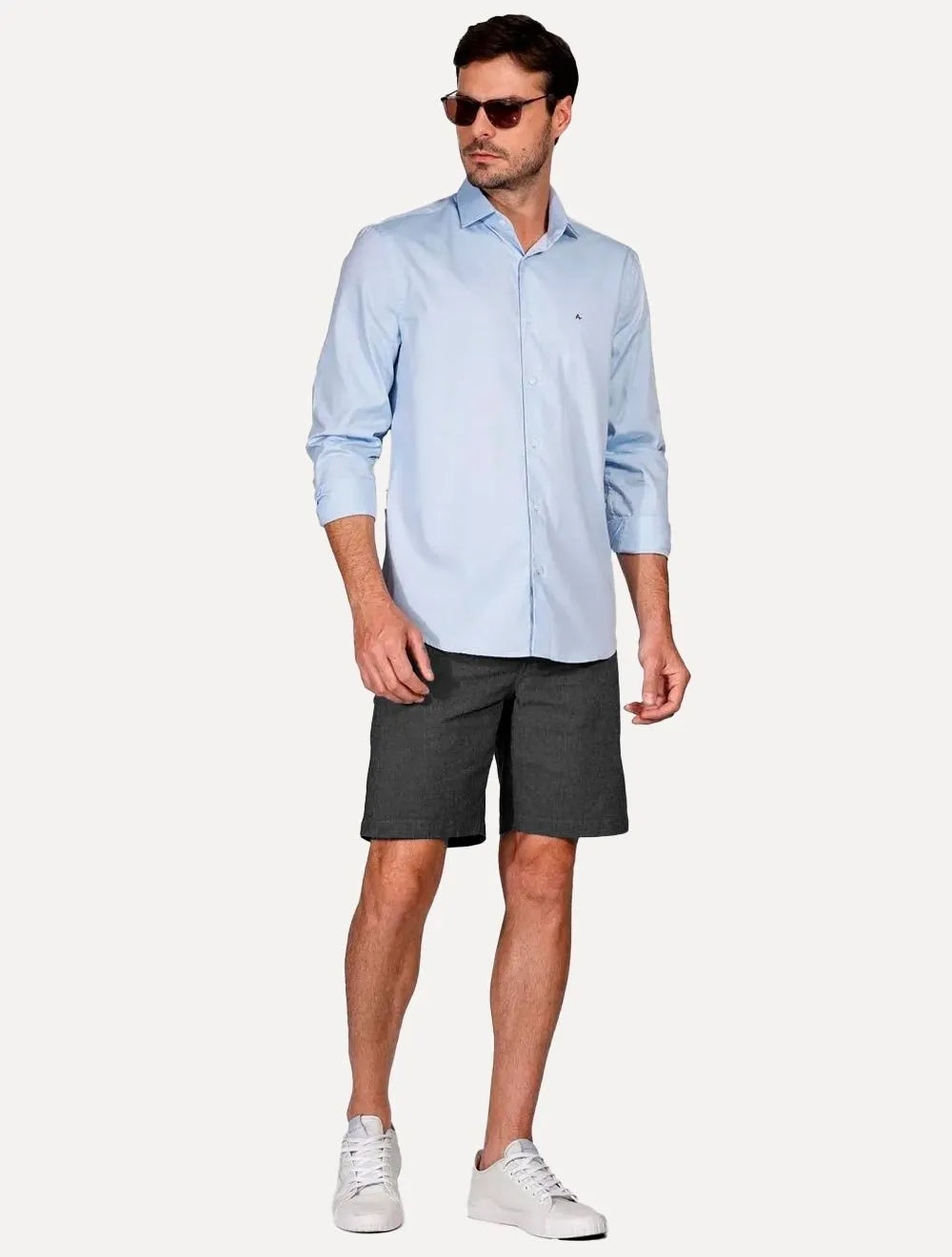 Bermuda Aramis Masculina Chino Cotton Sarja Cadarço Preto Mescla