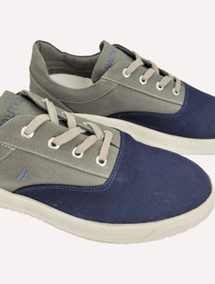 Tênis Nautica Masculino Denim Sailboat Logo Fanton Lona Cinza Escuro/Azul Marinho