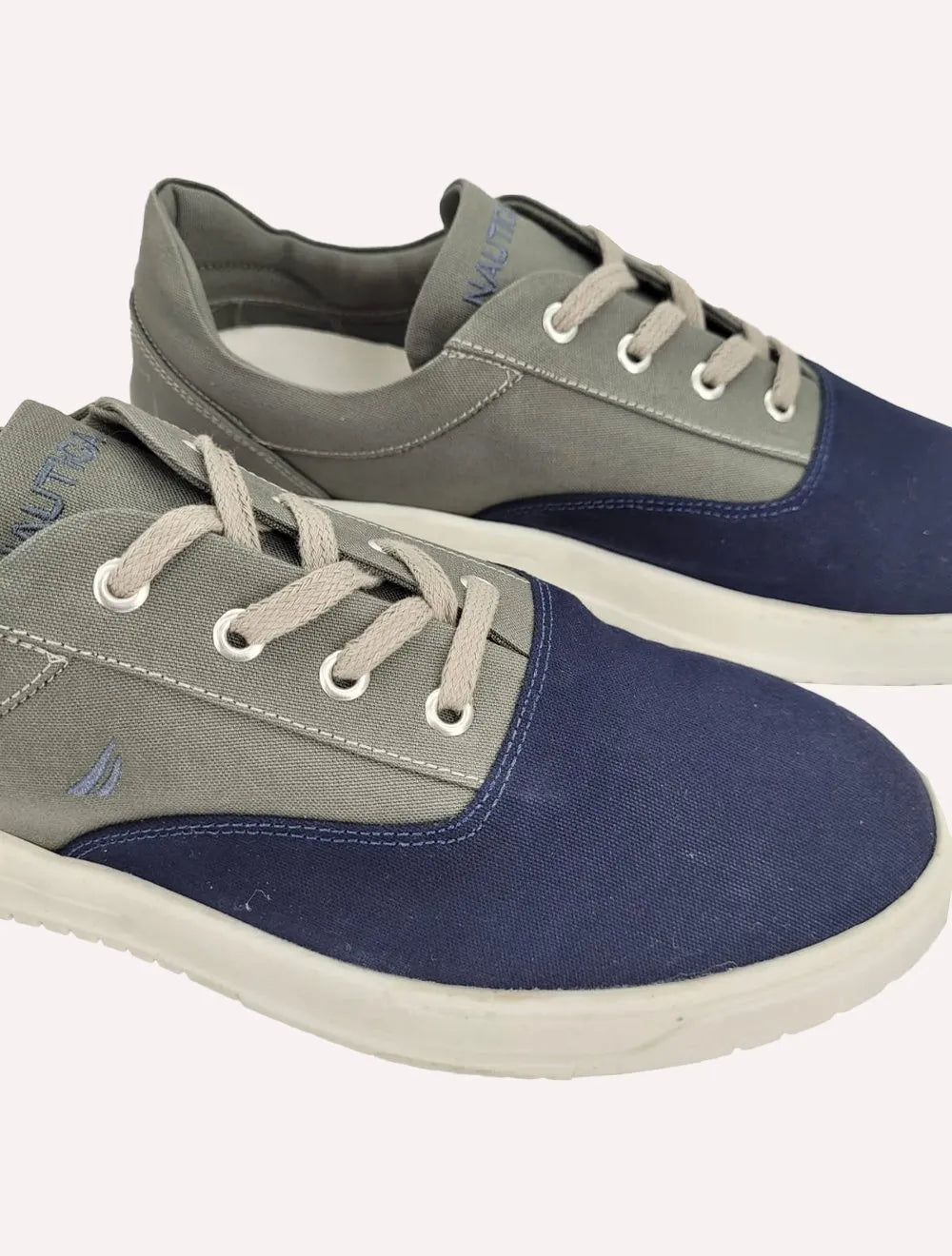 Tênis Nautica Masculino Denim Sailboat Logo Fanton Lona Cinza Escuro/Azul Marinho