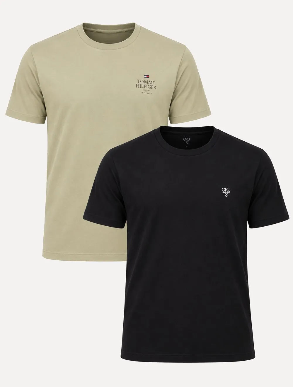 Kit Camisetas Tommy Hilfiger/Calvin Klein | Cáqui/Preta