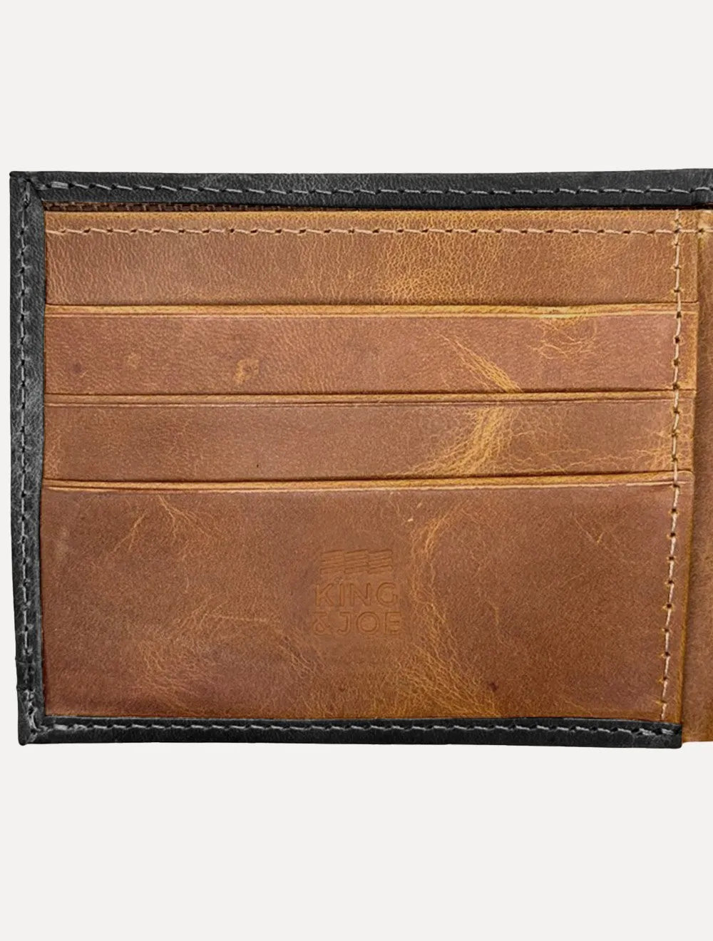 Carteira King & Joe Masculina Couro Elástico Pesponto Preto