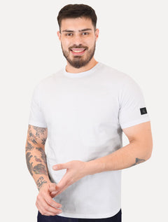 Camiseta Calvin Klein Jeans Masculina Patch CK Lateral Branca