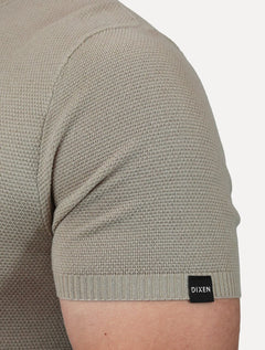 Camiseta Dixen Masculina Tricot Manga Curta Textura Pontilhada Gola Careca Areia