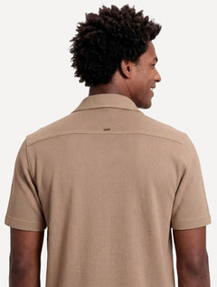 Camisa Aramis Masculina Manga Curta Piquet Bowling Tricot Areia