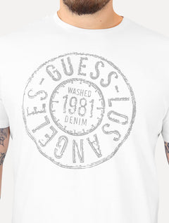 Camiseta Guess Masculina Washed Stamp Branca