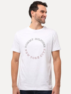 Camiseta Tommy Hilfiger Masculina Monotype Roundle Logo Branca