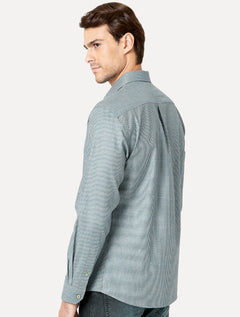 Camisa Dudalina Masculina Superfine Slim Tricoline Quadriculado Mono Logo Verde Turquesa
