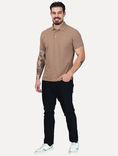 Polo Dudalina Piquet Essentials Cotton Basica Marrom Claro
