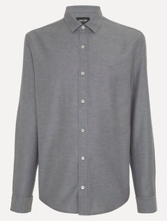 Camisa John John Masculina Regular Oxford Mono Logo Cinza Médio