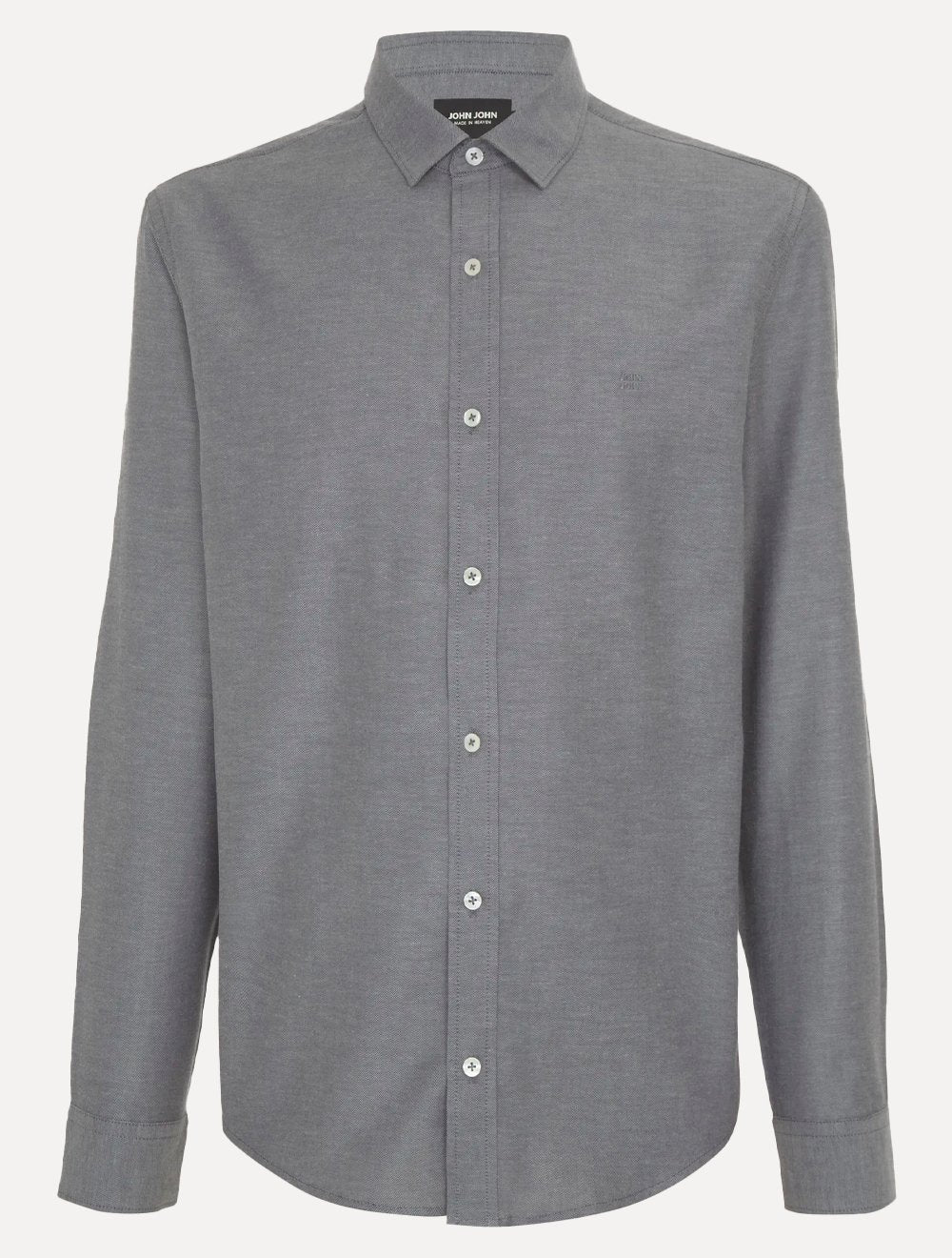 Camisa John John Masculina Regular Oxford Mono Logo Cinza Médio