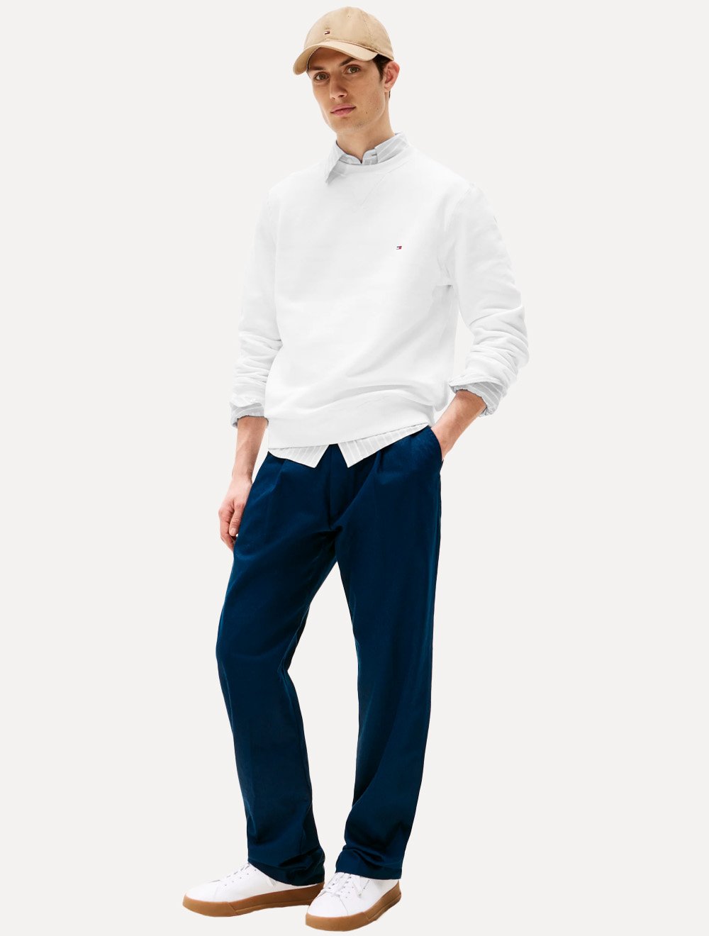 Moletom Tommy Hilfiger Masculino Essential Fleece Crewneck Branco