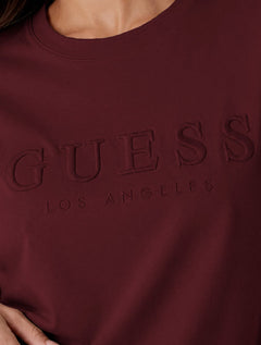Camiseta Guess Feminina Los Angeles Embroidery Logo Vermelho Escuro