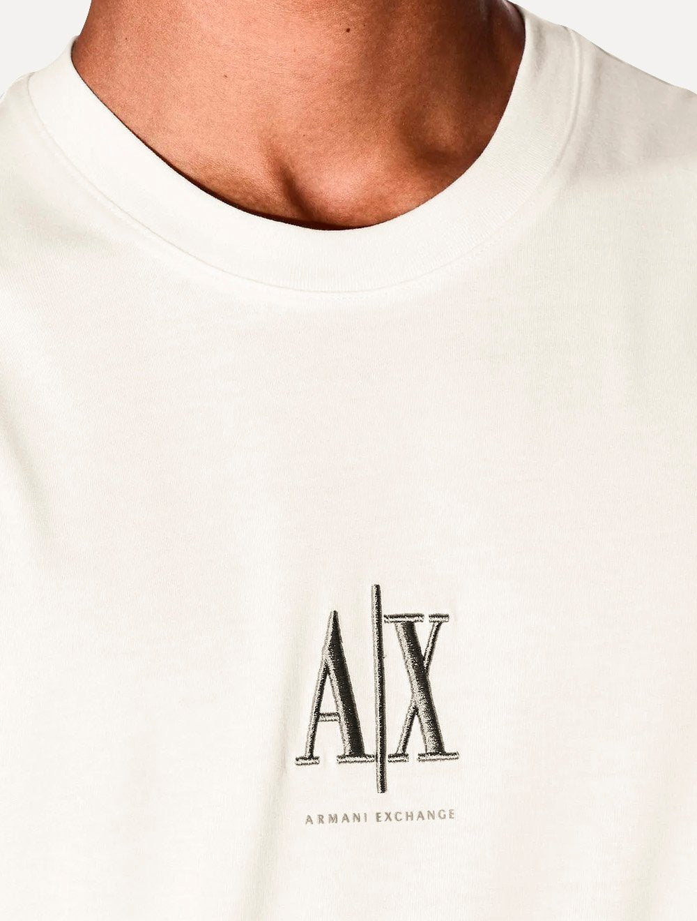 Camiseta Armani Exchange Masculina Regular Fit Small Logo Icon Off-White