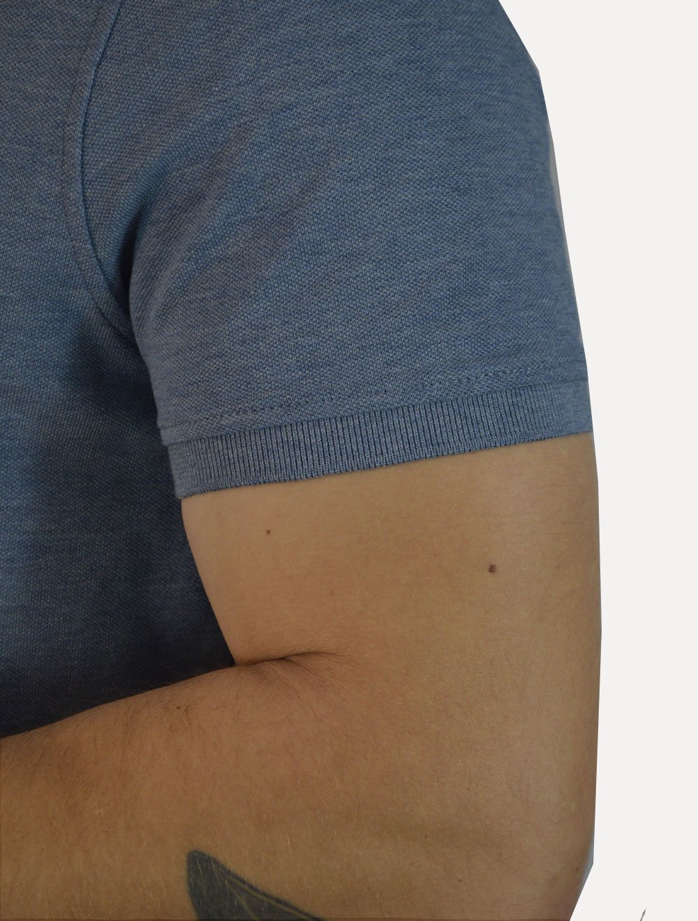 Polo Tommy Hilfiger Masculina Regular Piquet 1985 Azul Médio Mescla