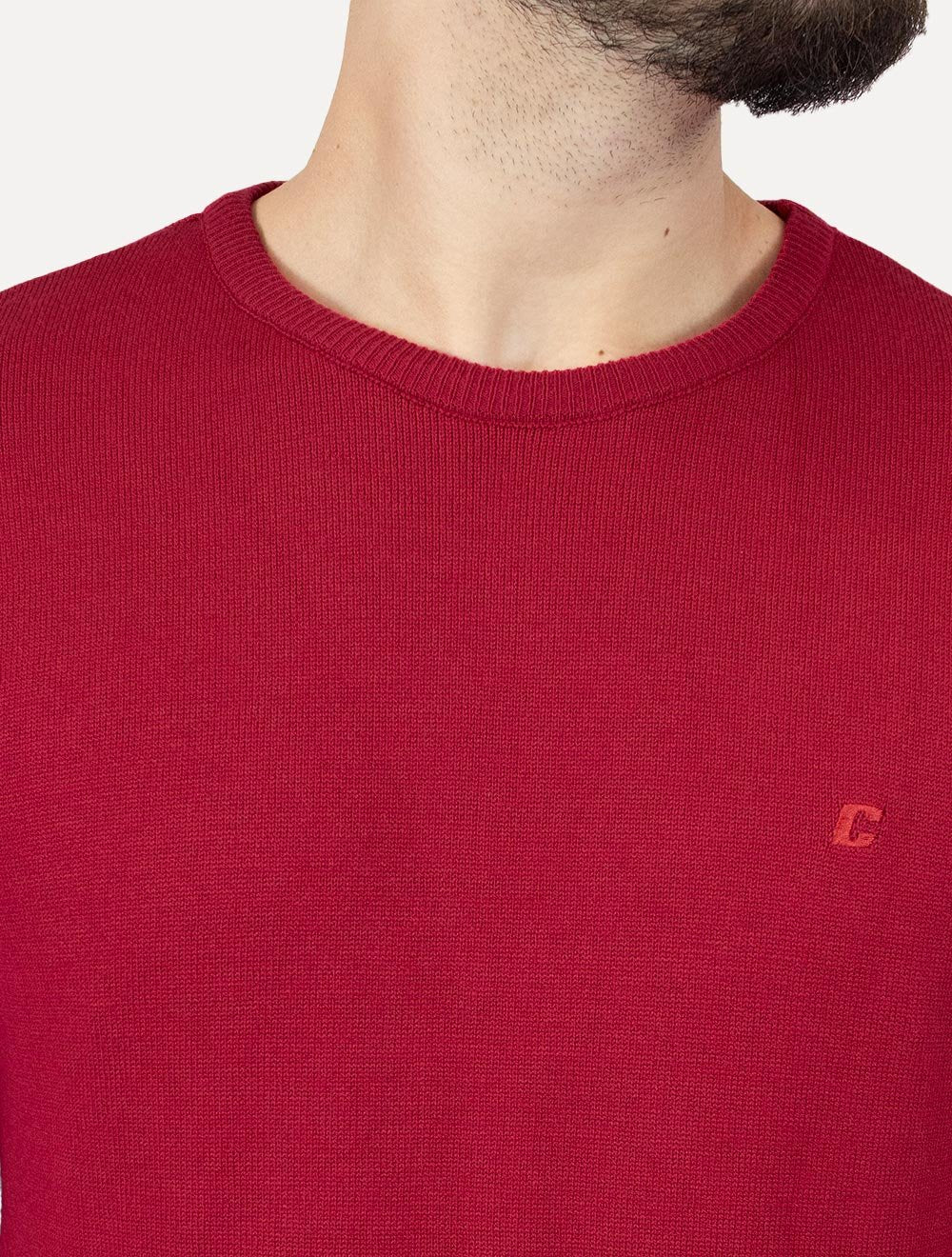 Suéter Colcci Masculino Tricot Crewneck Logo Vermelho