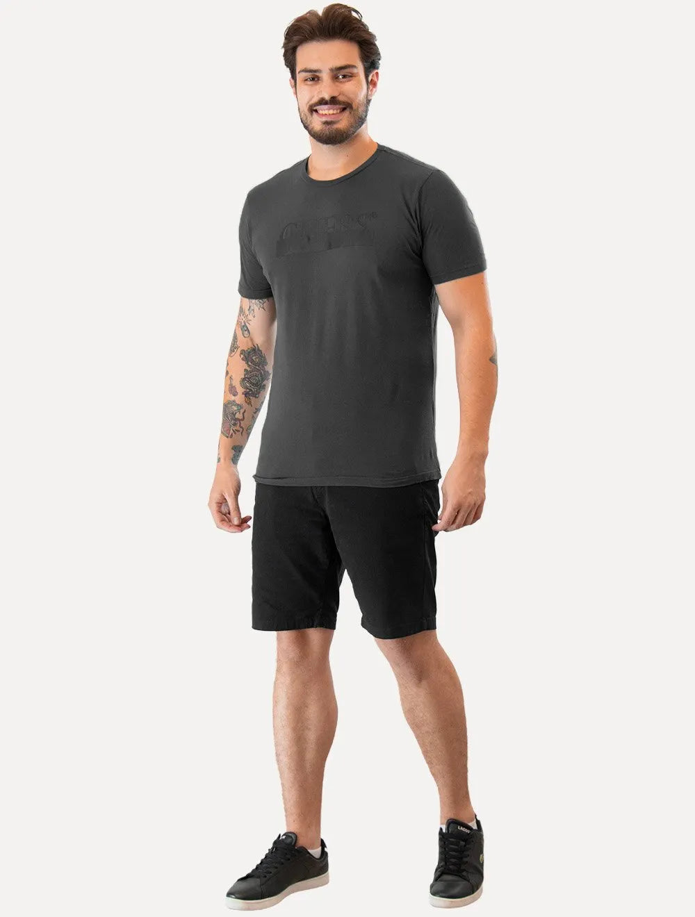 Camiseta Guess Masculina Rubber Logo Sash Chumbo