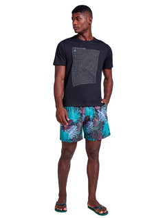 Short Dudalina Masculino D'Água Floral Print Azul Verde