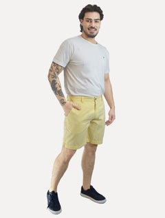 Bermuda Sergio K Masculina Chino Sarja Elastano Amarela