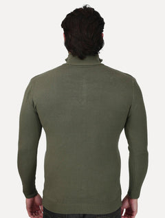 Suéter Dixen Masculino Tricot Straights Half-Zip Gola Alta Verde