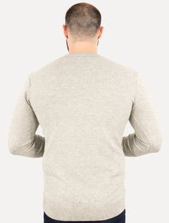 Suéter Dixen Masculino Crewneck Tricot Liso Areia Mescla