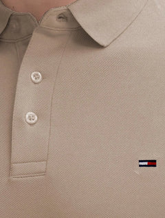 Polo Tommy Hilfiger Masculina Piquet Regular Placket Marrom Claro