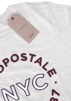 Camiseta Aeropostale Masculina Embroidered NYC Cinza Mescla