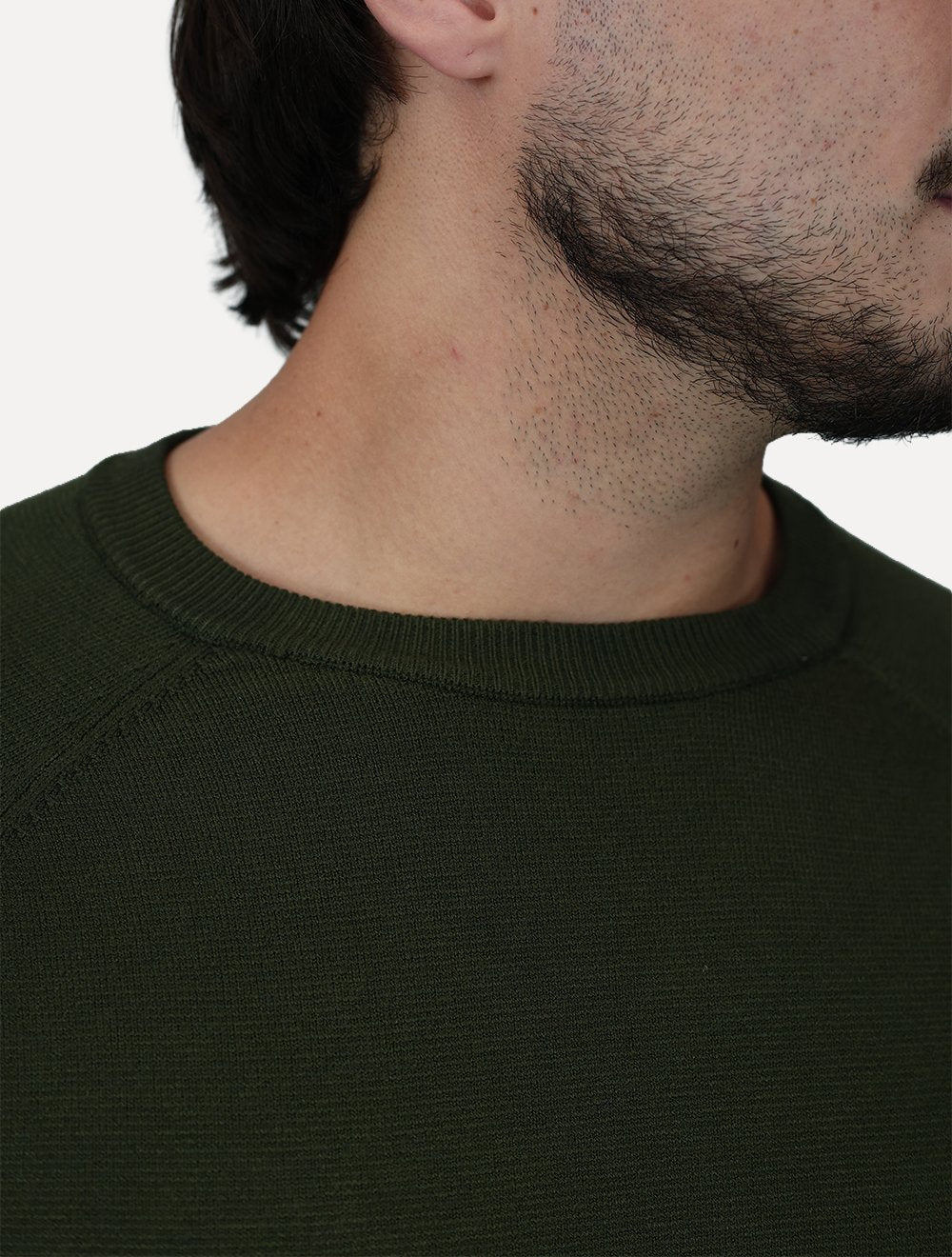 Suéter Dixen Masculina Tricot Manga Longa Raglan Gola Careca Verde
