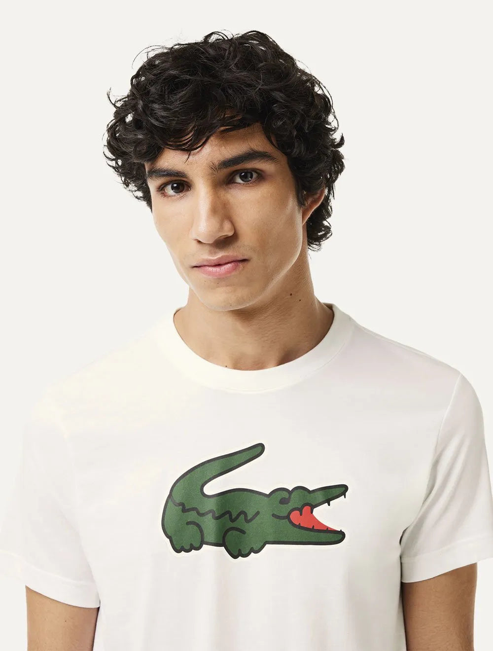 Camiseta Lacoste Masculina Regular Sport Dry Print Croco Branca