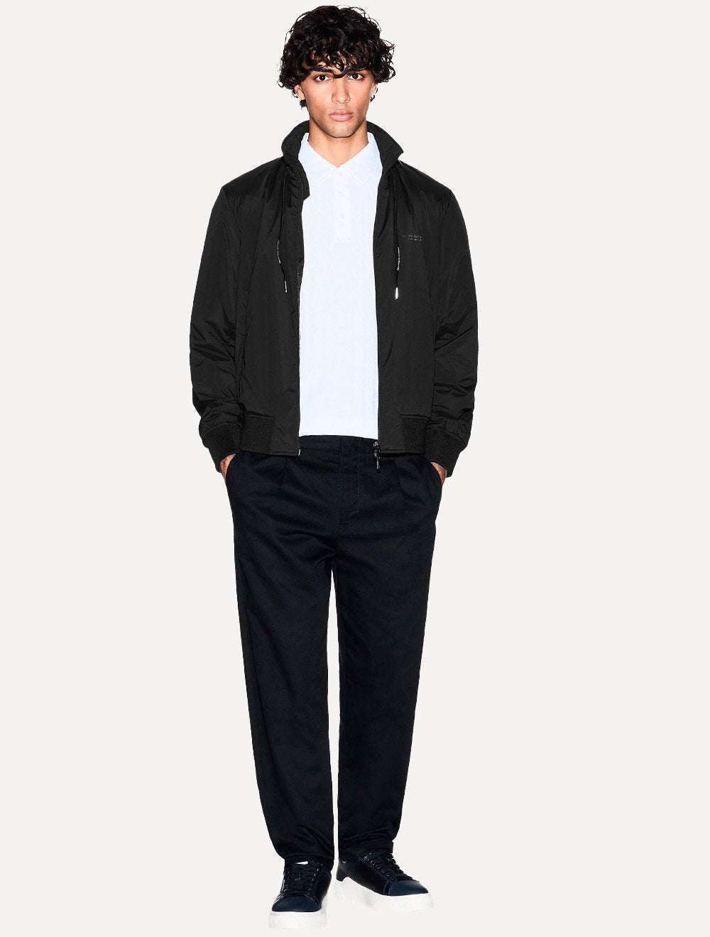 Jaqueta Armani Exchange Masculina Nylon Elástico Preta