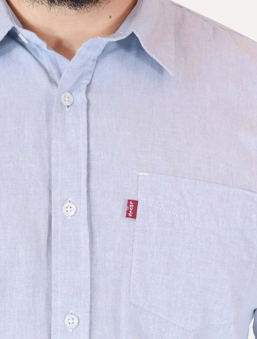Camisa Levis Masculina Standard One Pocket Azul Claro Mescla