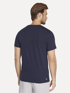 Camiseta Lacoste Masculina Jersey Sport 3D White Logo Azul Marinho