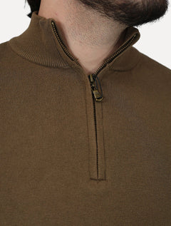 Suéter Dixen Masculina Tricot Manga Longa com Ziper Frontal Marrom