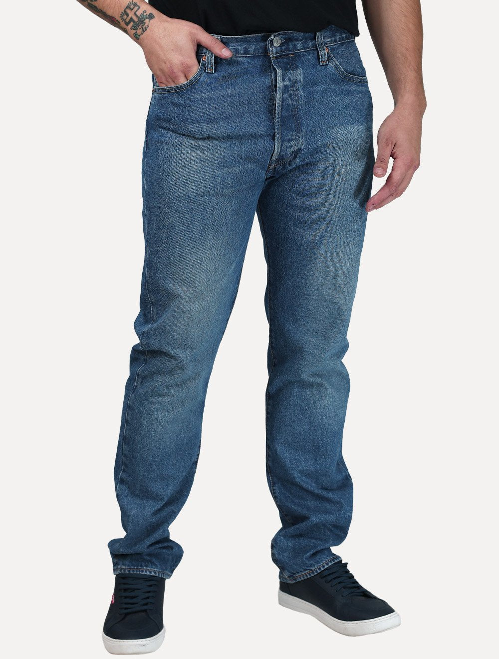 Calça Levis Jeans Masculina 501 Slim Taper Azul Médio