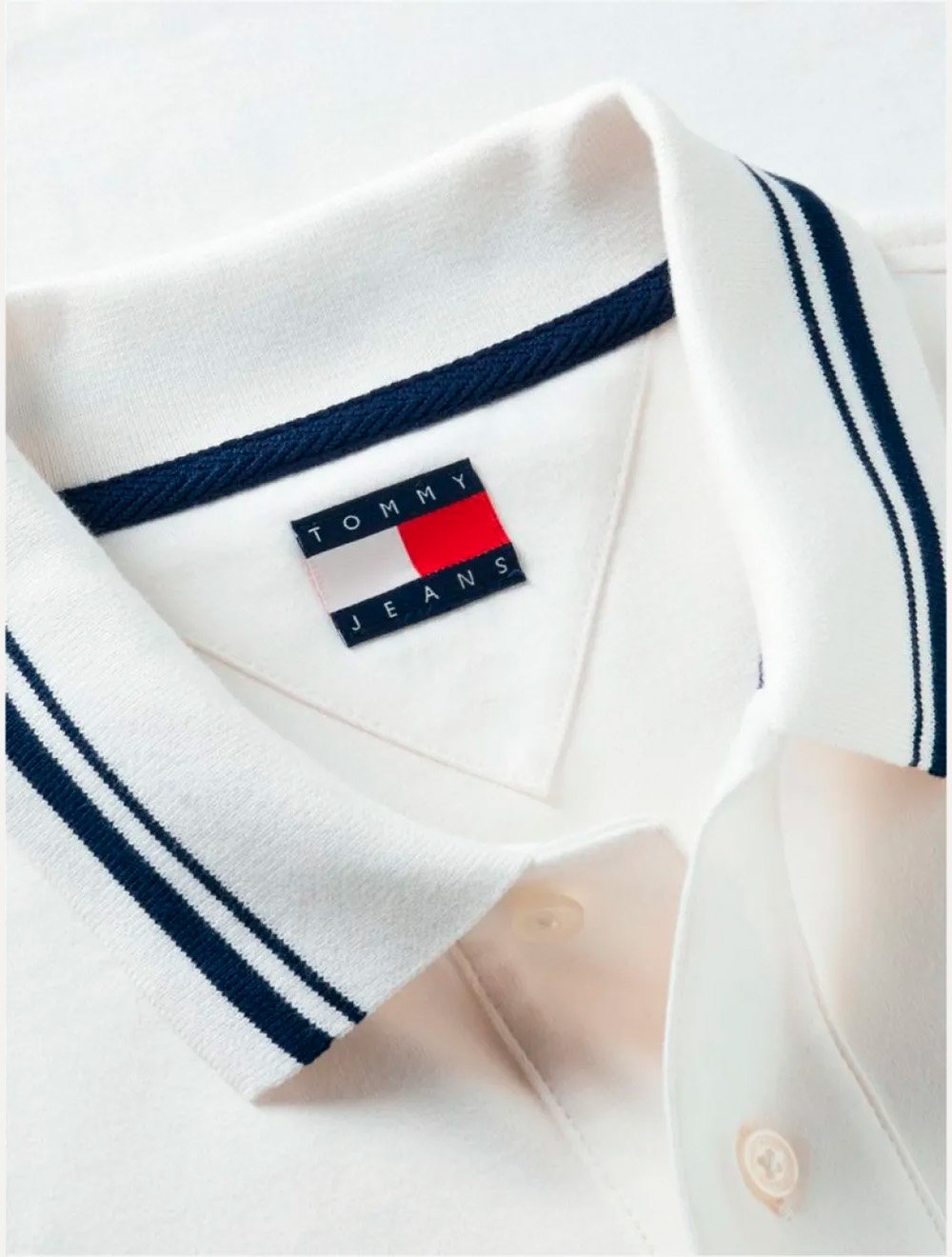 Camisa Polo Tommy Jeans Masculina Piquet Regular Tipped Branca