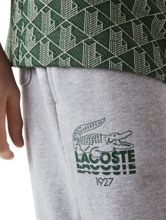 Calça Lacoste Moletom Masculina Croco Logo 1927 Cinza Mescla