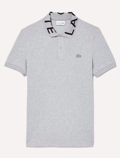 Polo Lacoste Masculina Regular Jacquard Movement Cinza Mescla