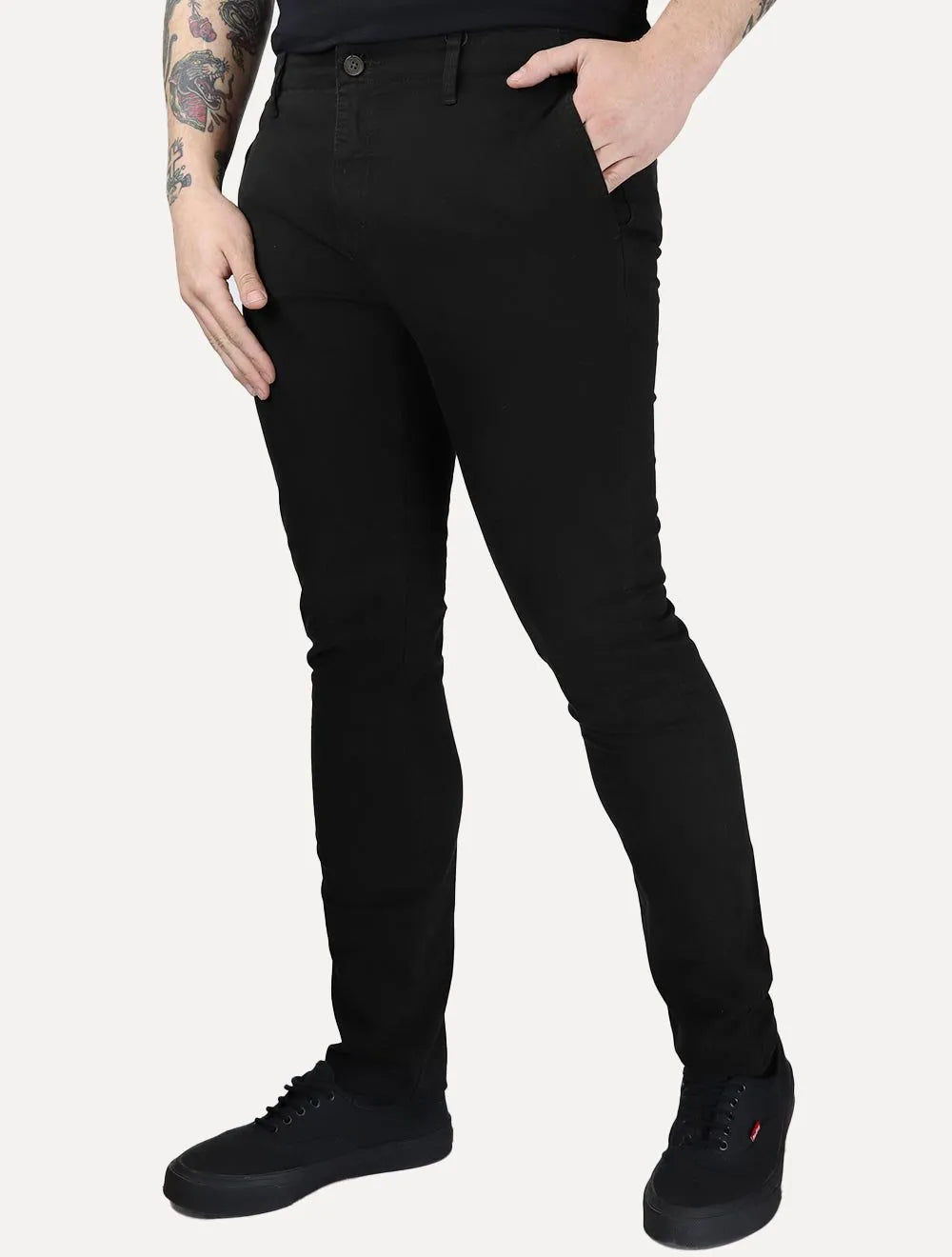 Calça Sergio K Masculina Chino Sarja Elastano Preta