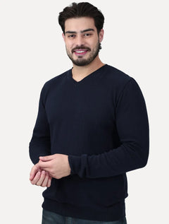 Suéter Dixen Masculino Tricot Tinturado Gola V Azul Marinho