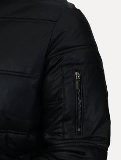Jaqueta Dixen PU Manga Zíper Frontal Preto